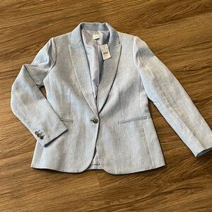 NWT J.crew blue Cotton herringbone one-button blazer size 10 office career